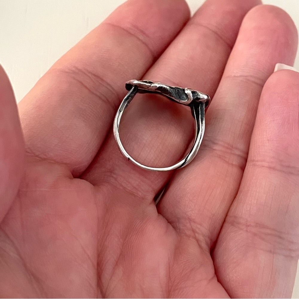 Vintage silver (unmarked sterling?) Brutalist abstract ring sz 6 - Picture 7 of 14